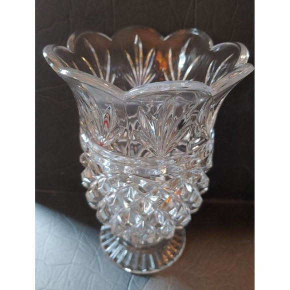 Bohemia Czech Republic Cut 24% Lead Crystal Vase 8" Pineapple Shape - Picture 3 of 9